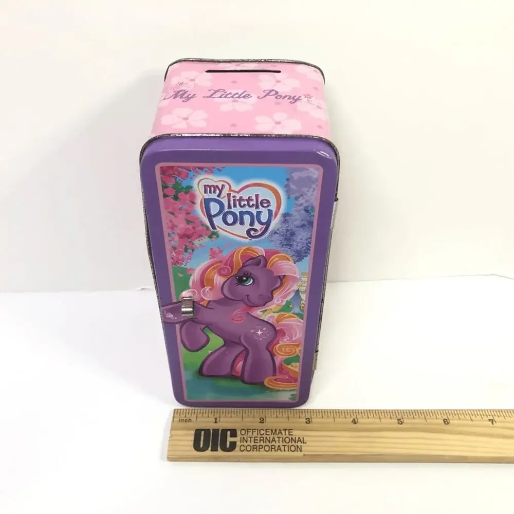 my little pony tin coin bank twinkle twirl damaged as is‎ purple 2006 hasbro MLP